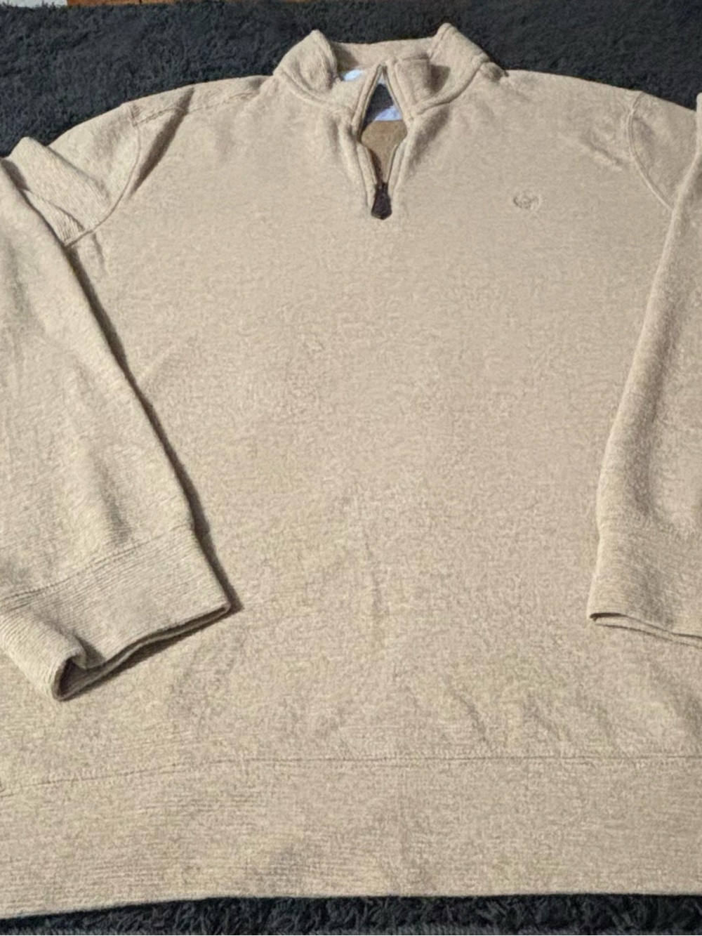 Chaps Men's Zip-Neck Sweater in Light Beige